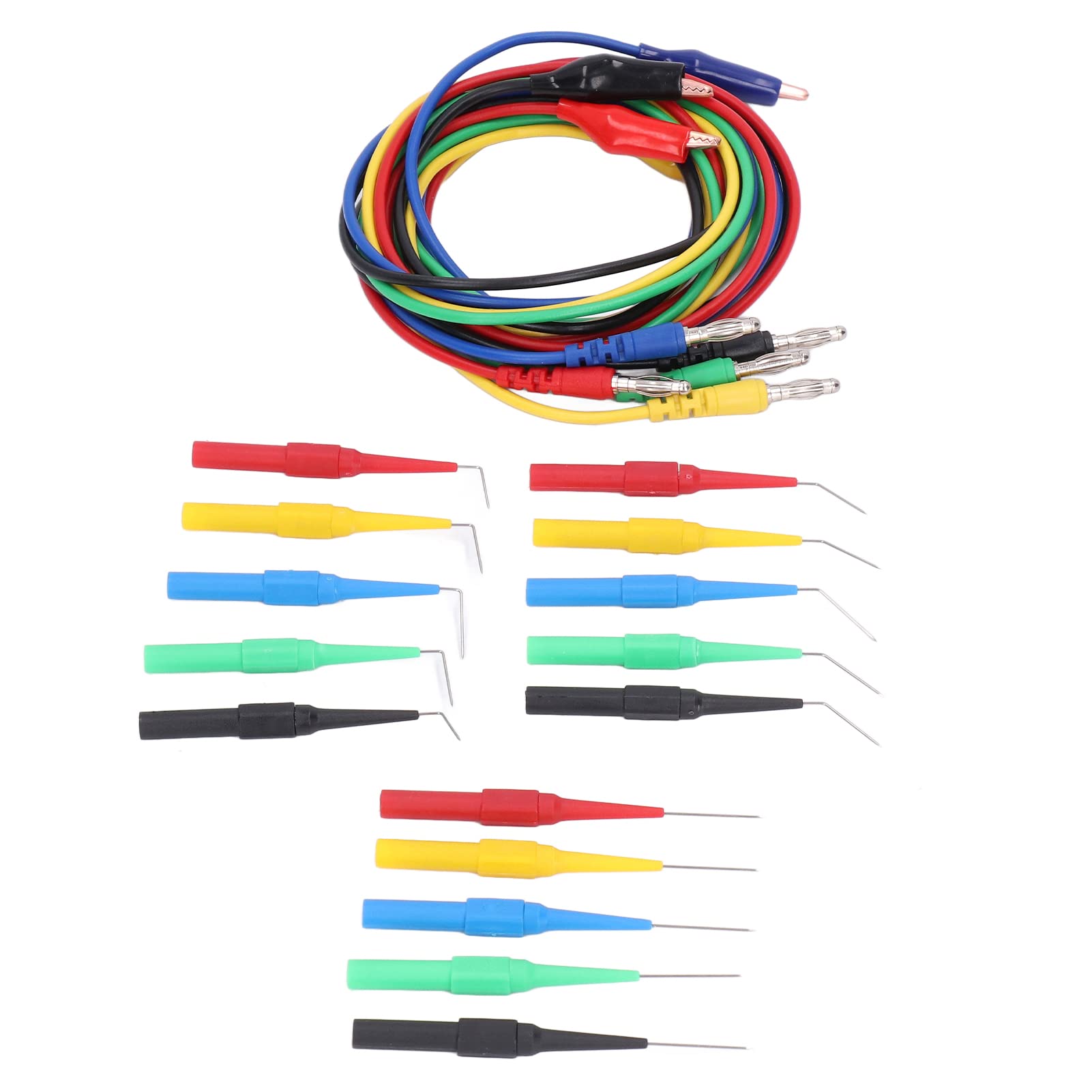JT8005por 4mm Banana Plug Leads Probe Kit, Plated Clips Back Probe Pins For Multimeter, 3 Angles Of 90°/145°/180°