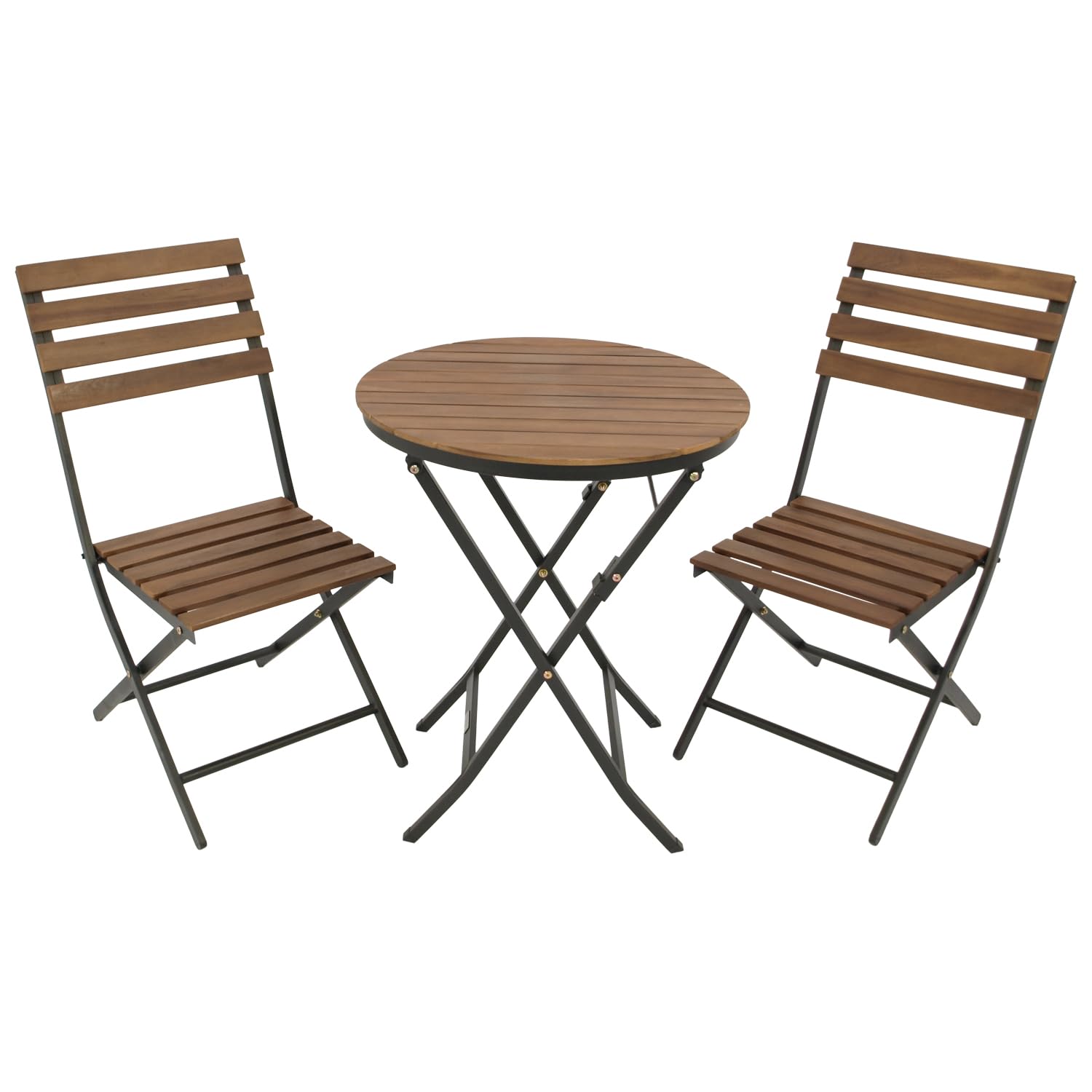 DEGAMO Bistroset LIENZ 3-teilig, Gestell Stahl pulverbeschichtet, Holz Akazie