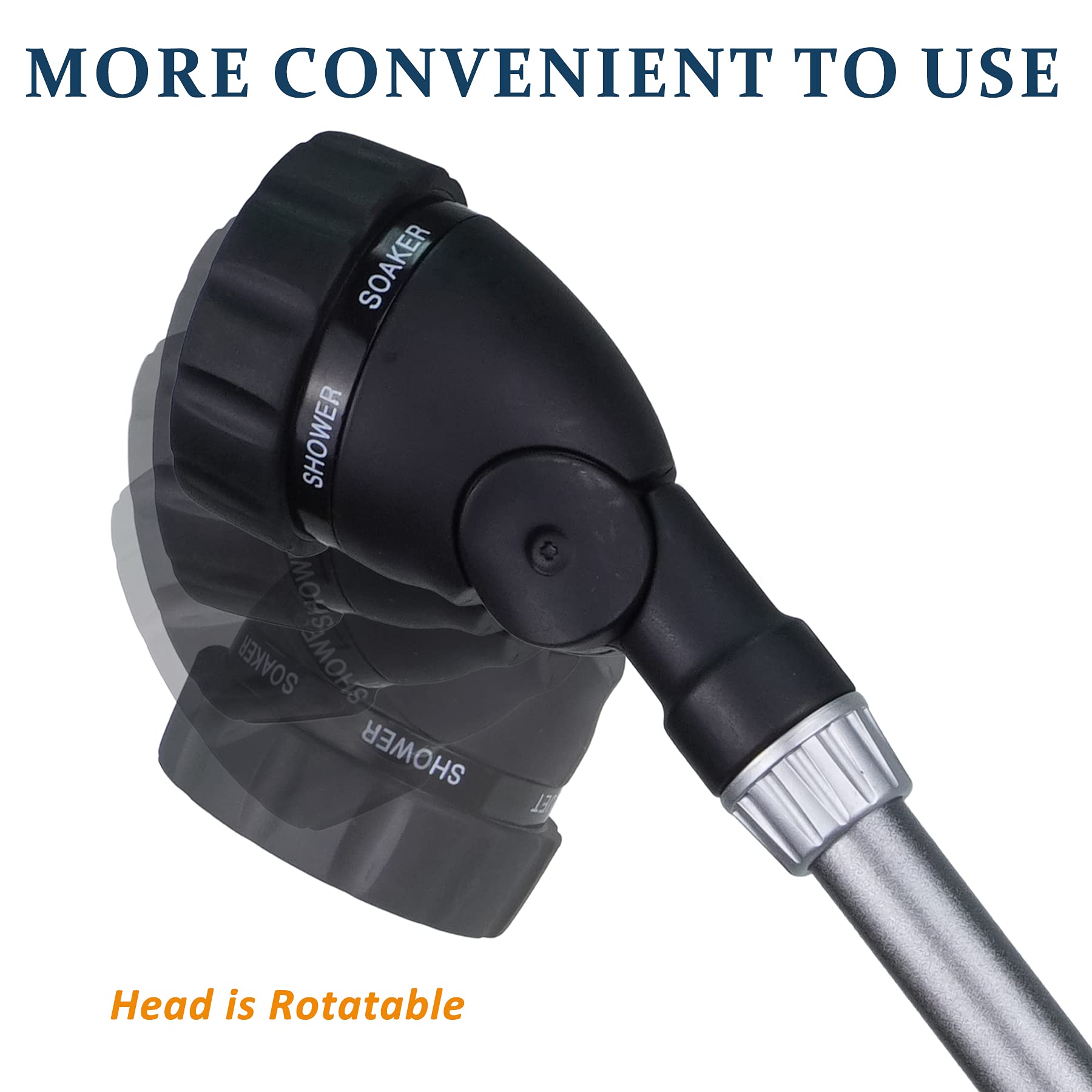 Varita de riego con control de pulgar con cabezal giratorio, varita pulverizadora ergonómica de 22 pulgadas, boquilla ajustable para manguera de jardín, cesta colgante con control de flujo, no