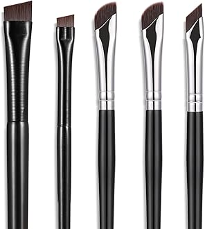 Etercycle 5-Piece Set Eyeliner Brushes for Precision Makeup Application - Fine Angled & Ultra Thin Slanted Flat Angle for Professional Beauty Cosmetic Tool