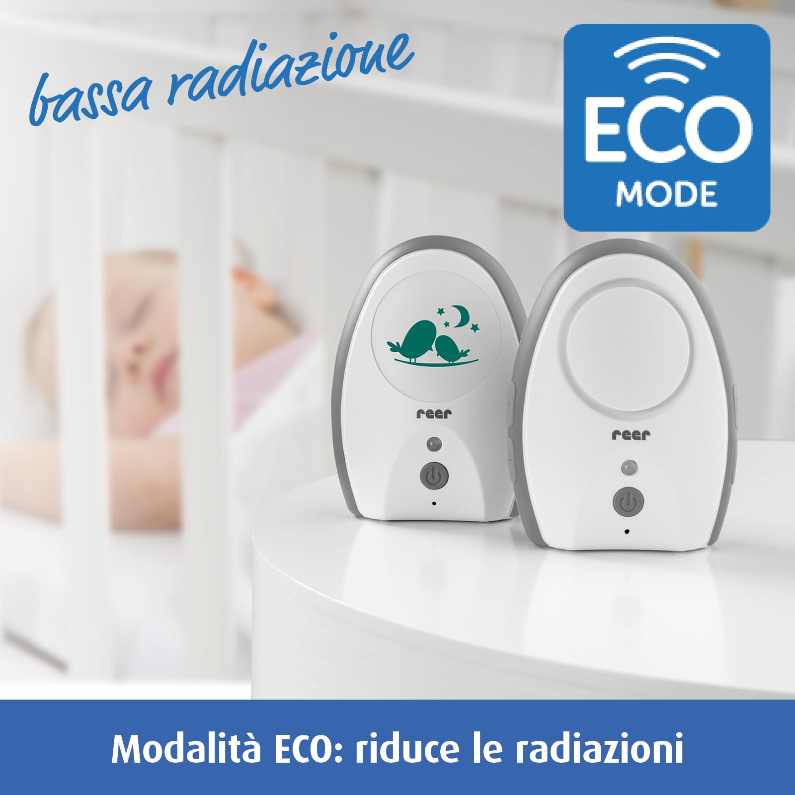 Reer Baby Monitor Digitale 50040 Neo — a Prova di Bug, Basse Radiazioni, Portata 250 m
