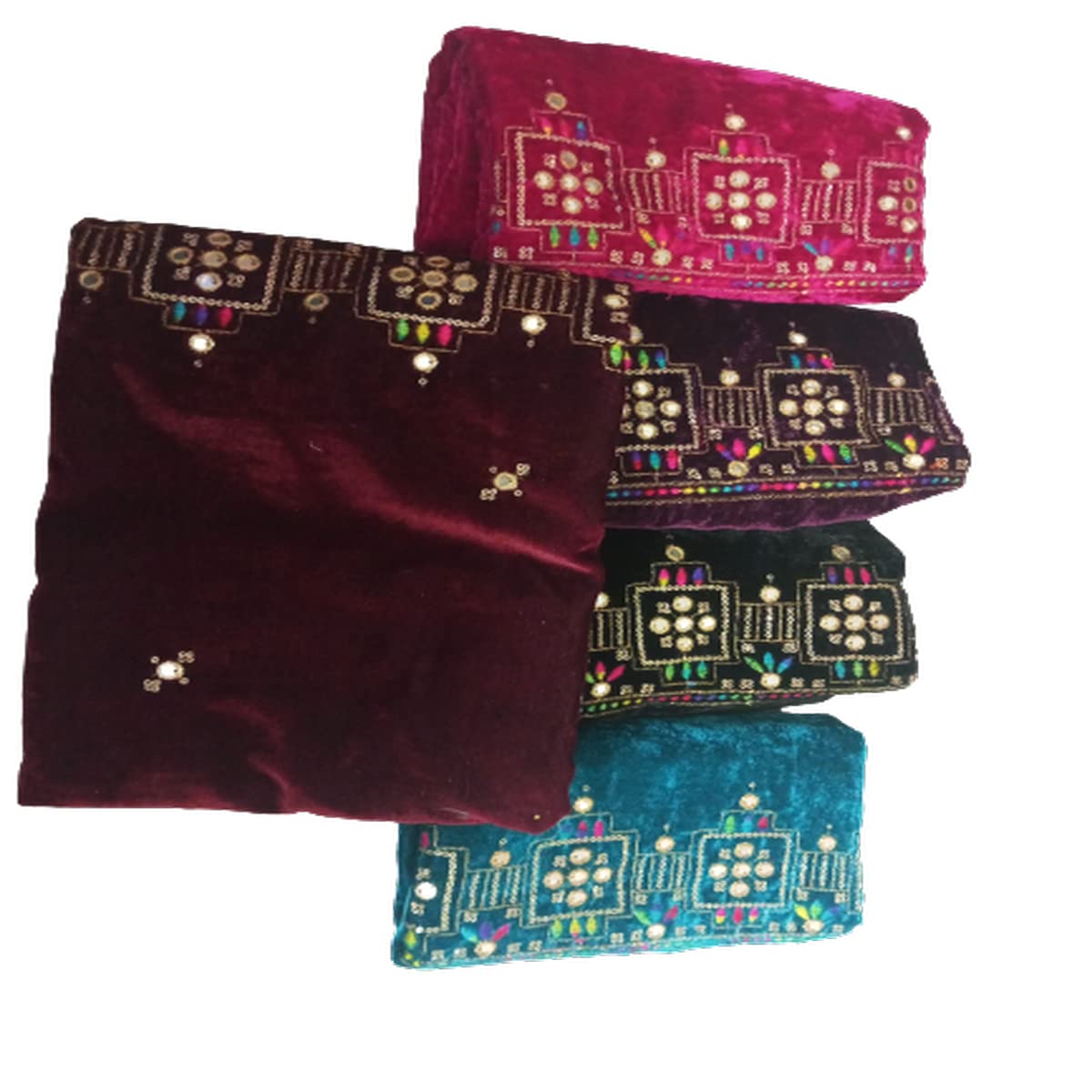 Velvet Blouse Piece Material for Women, Unstitched, Combo of 5 (1.00 Meter Each) - Navratri Special, Durga Puja Special, Oti Bharan, Ugadi Special -C124_DES_AFB_VELVETX0083-image-47