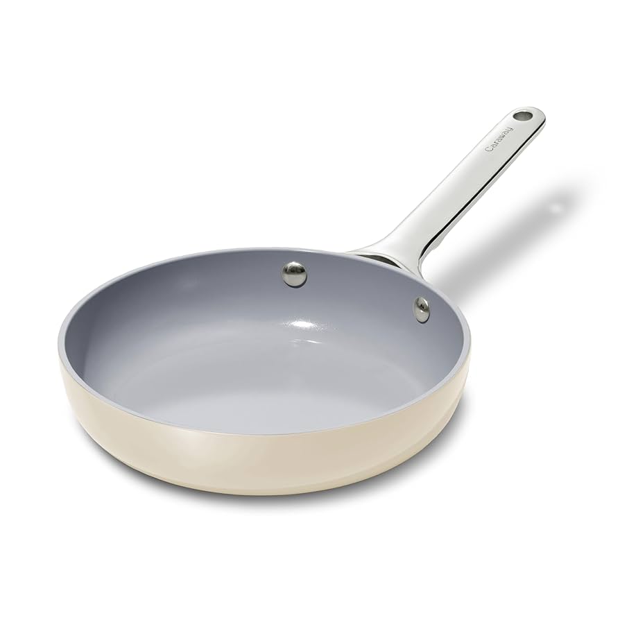 Caraway Nonstick Ceramic Mini Fry Pan (1.05 qt, 8") - Non Toxic, PTFE & PFOA Free - Oven Safe & Compatible with All Stovetops (Gas, Electric & Induction) - Cream