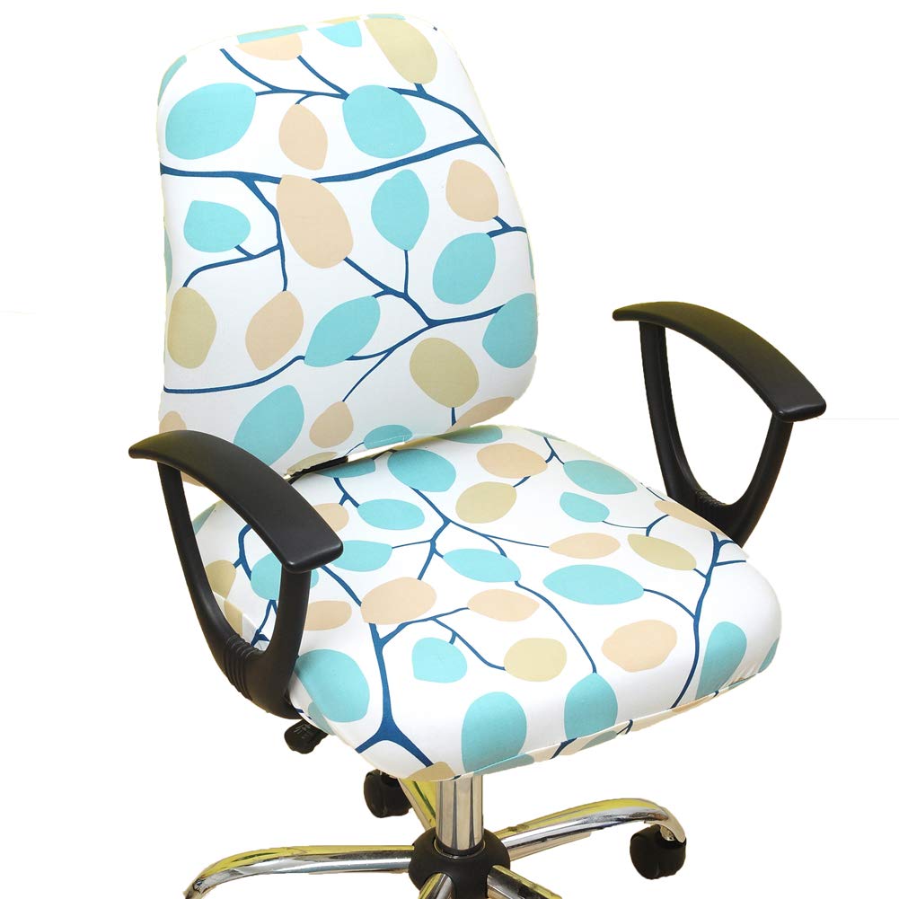 FYTXSZ Chair Covers Spandex Office Computer Chair Cover Stretch Removable Washable Rotate Swivel Chair Protective Covers (BlueFloral) โ image 1