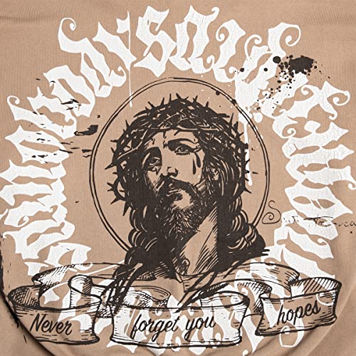 Men's Jesus Disciple Print - Sundays Off Edition Hoodies Casual Oversized Vintage Sweatshirts Khaki4