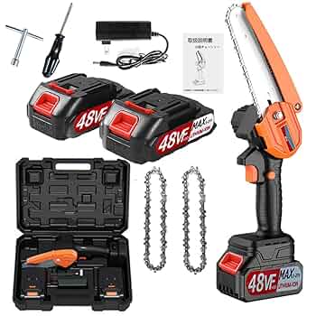 最新型‼️充電式 チェーンソー 6インチ小型電動コードレス バッテリー2個付き Amazon | BEI & HONG ミニチェーンソー 6インチ バッテリー2個