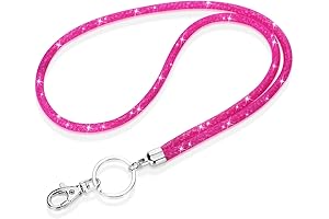 Pink Victoria's Secret Inspired Rhinestone Beaded Lanyard with Keyring