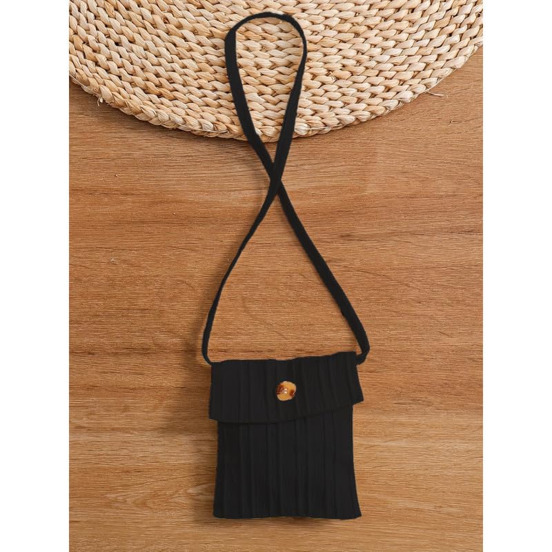 Image of Niren Enterprise Girls Fit And Flare Knee Length Striped Round Neck Sleeveless Dress with Waist Belt and String Purse
