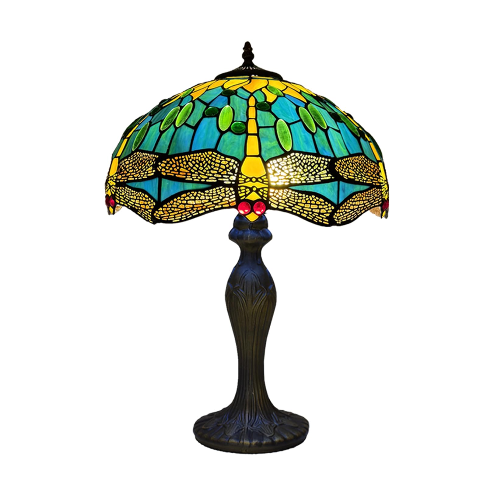 Auroh Tiffany Table Lamp 16 inch Handcrafted Green Dragonfly Lamp Shade Antique Design Table Lamps for Living Room Decor Home Decor Hallway Gallery