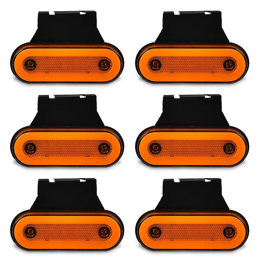 Feux de Gabarit LED 12V / 24V, 6Pcs LED Feux de Marquage Latéral, Feux de Position Lumière Universel avec Supports en Caoutchouc pour Remorque Camion RV Caravan (Jaune)
