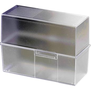 HAN index card box DIN A5 975-63 in translucent-clear for 500 index cards in landscape format / storage box made of plastic with lid & steel hinge / for school & office