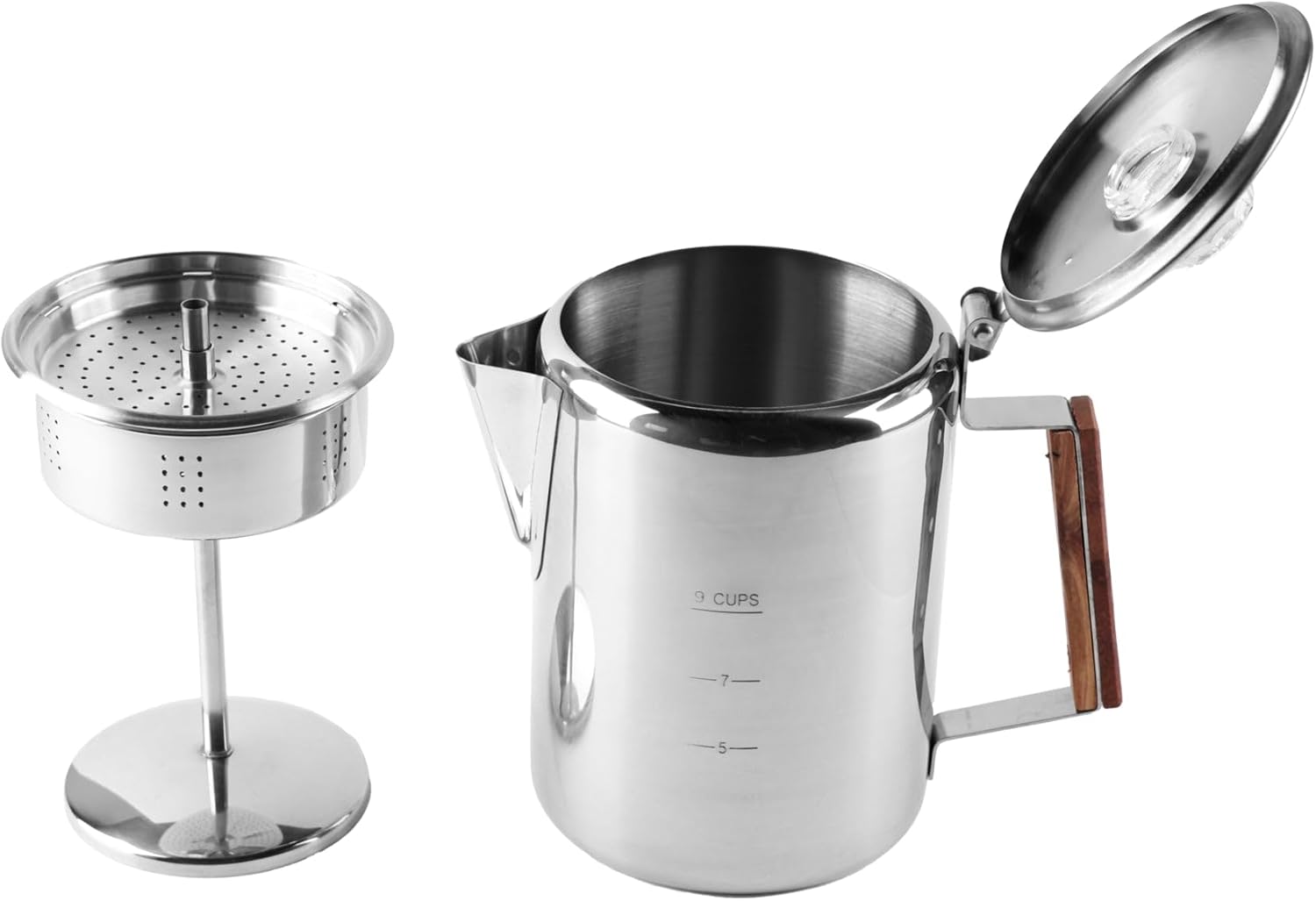 Coghlan's Stainless Steel Coffee Pot - 9 Cup Percolator for Camping, Outdoor Adventures, and Stovetop Brewing - Durable, Portable Coffee Brewer for Classic Flavor