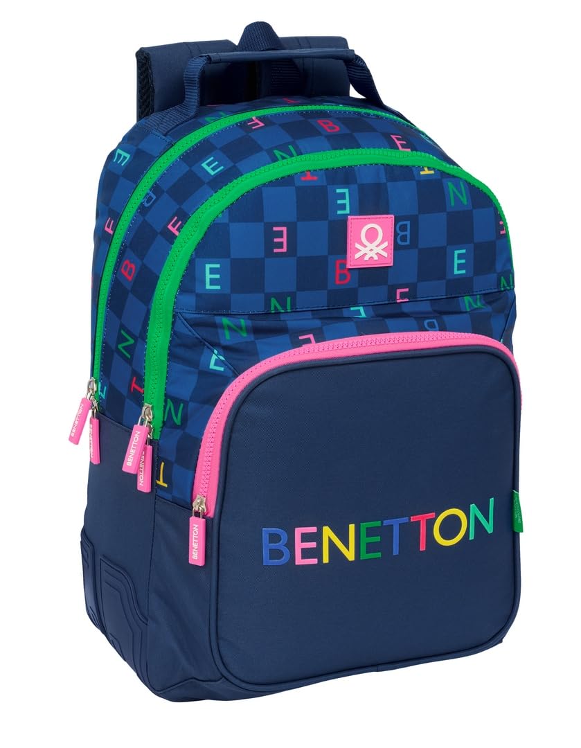 Safta BENETTON DAMERO - Mochila Escolar Infantil, Ideal para Niños de Diferentes Edades, Cómoda y Versátil, Calidad y Resistencia, 32x15x42 cm