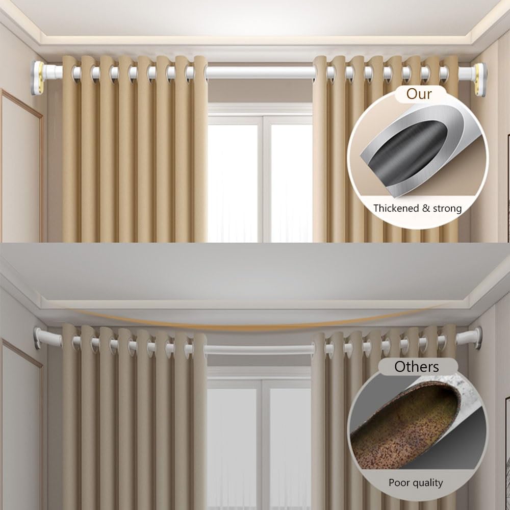 Bastoni Per Tende Retrattile, Asta Per Doccia Senza Foratura, Aste Telescopica Per Tende Per Bagno, Finestre, Cucina(Black,370-490cm)