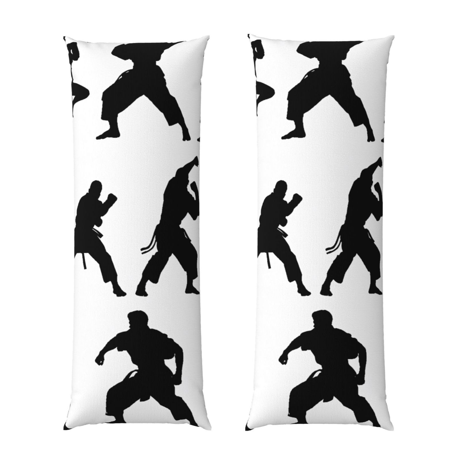 Body Pillow Cover 20x54 Inch, Silhouettes of Martial Arts Print Long Lumbar Pillow Case with Zipper Long Body Pillowcase Decorative for Bed Sofa Bedroom