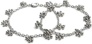 karatcart Tassel Ball Studded Handcrafted Oxidised Silver Anklets for Women-picture-42