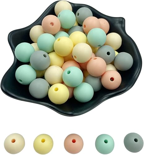 Cuentas redondas sueltas de silicona, color mezclado, 0.472 in, 100 cuentas para hacer joyas, suministros de bricolaje, collares y pulseras