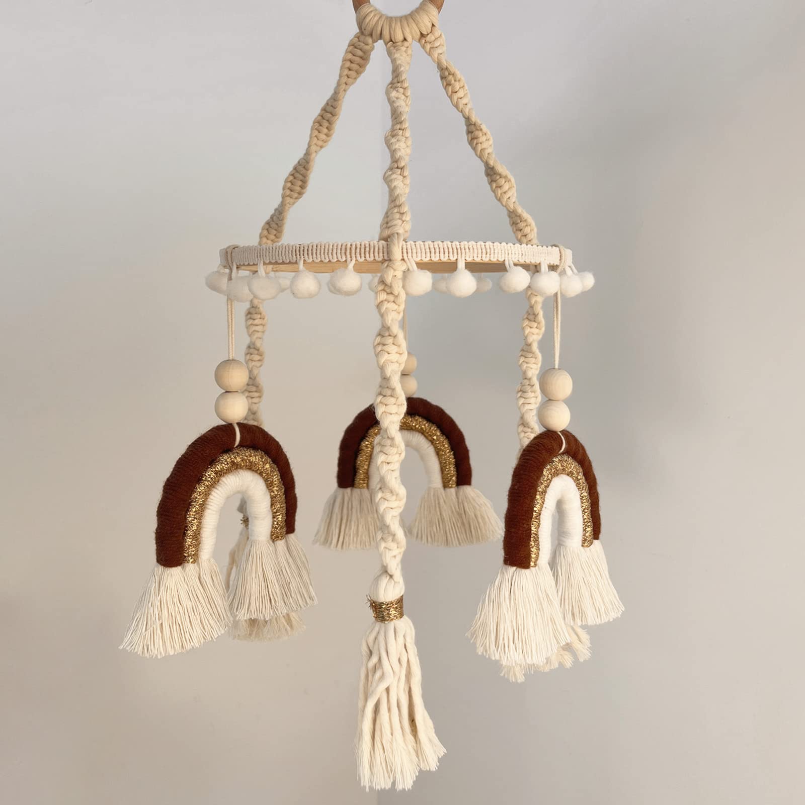 Baby Crib Mobile Macrame Rainbow Baby Mobile, Baby Crib Mobile for Baby Boys Girls, Neutral Nursery Mobile, Ceiling Mobile, Handmade Boho Rainbow Mobile Hanging, Nursery Decor, Baby Shower