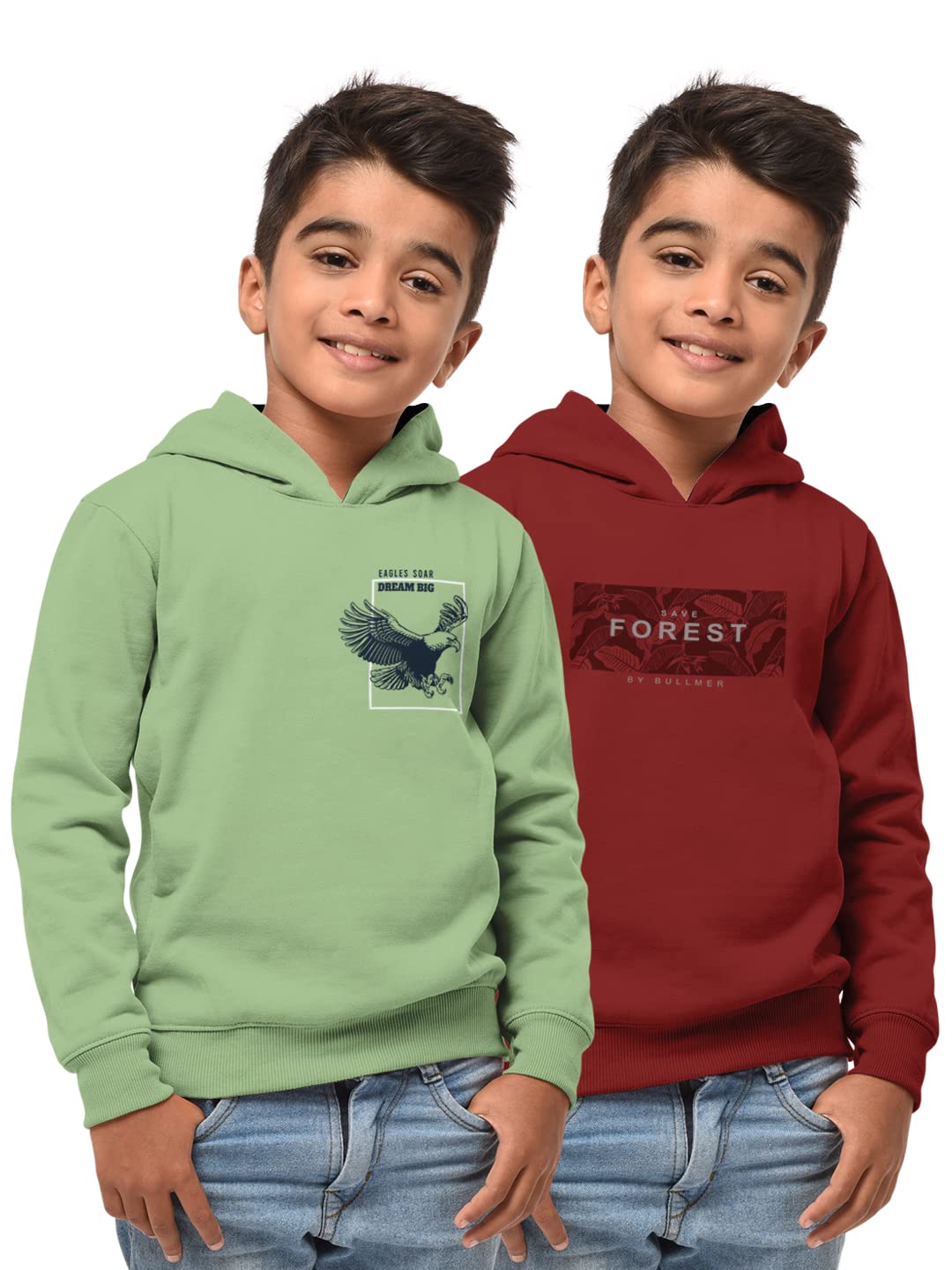 HELLCAT Boys Regular Fit Fulsleeve Hooded Sweatshirt with Rib - Combo Pack of 2