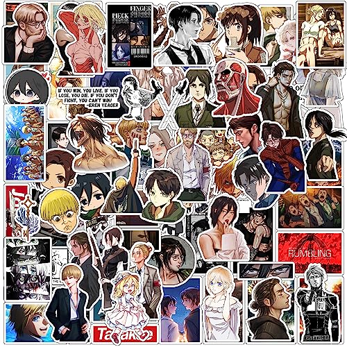 Image of Paper9store Pack of 85+ Attack on Titan Stickers for Laptop, Phone Case, Guitar, Bike, Pc, Scrapbook etc. Waterproof Glossy Laminated Residue Free Anime Stickers