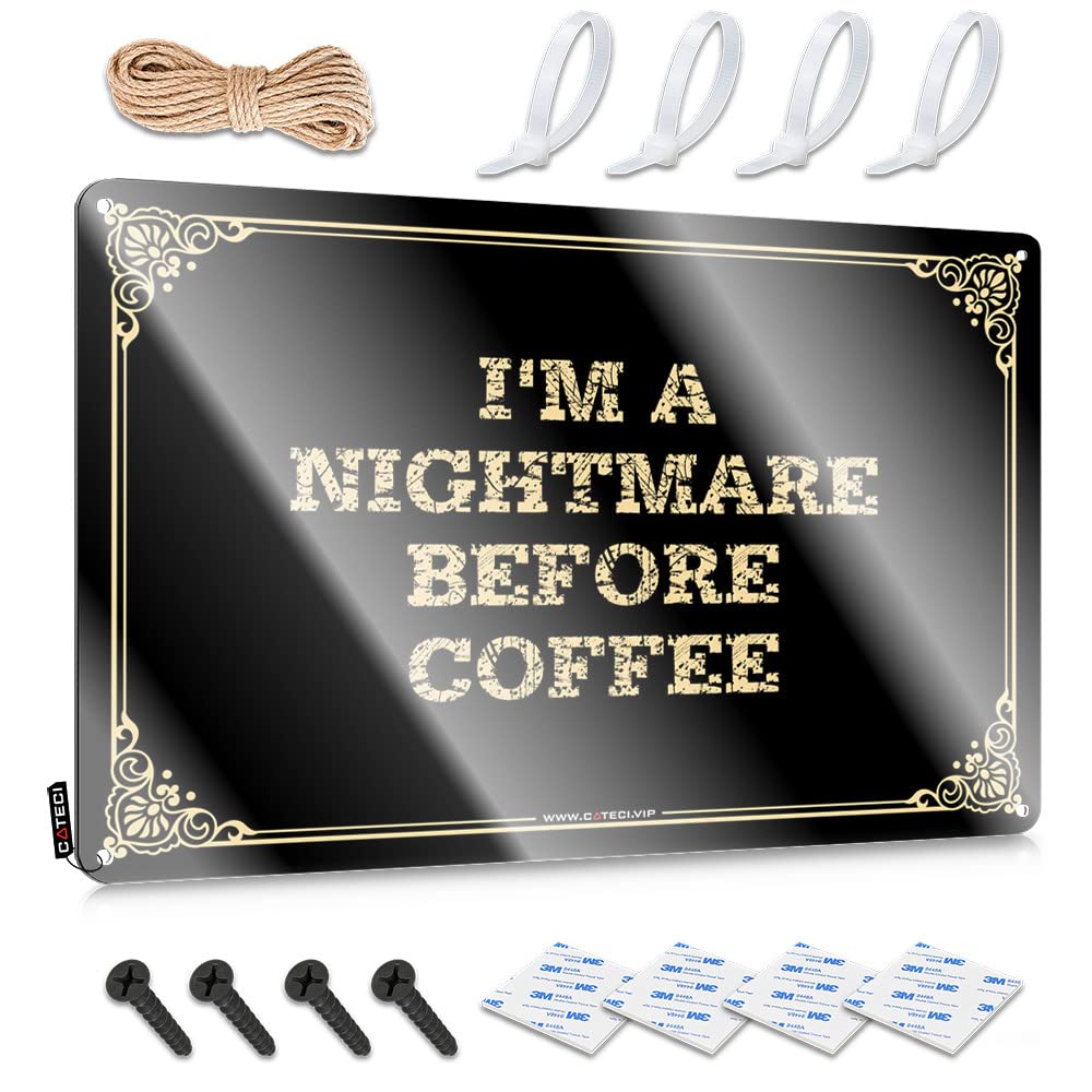 MWFKKADDB Mancave Accessories Men I'M A Nightmare Before Coffee Tin Sign Funny Patio Decor Outdoor Bar Decor(20X30CM)