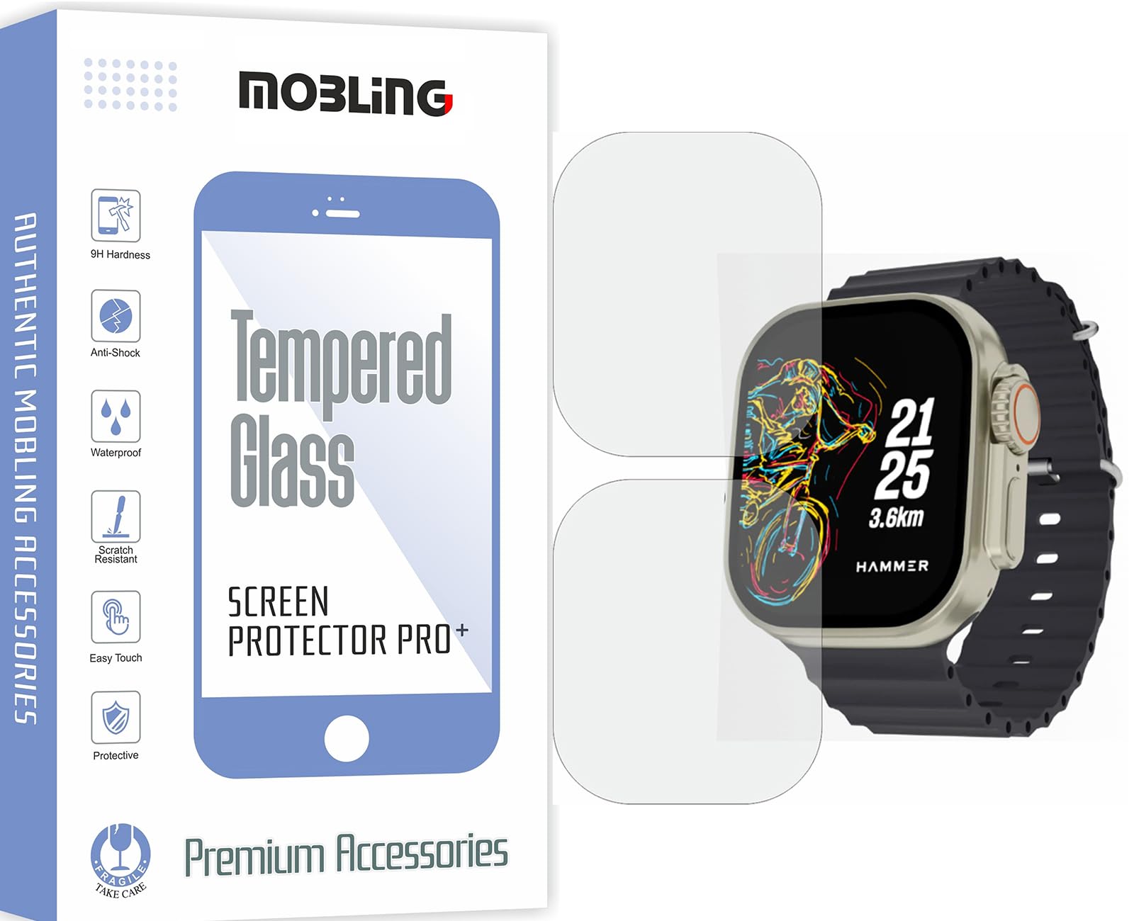 MOBLING Screen Protector Compatible With Hammer Active 2 0 Plus Smartwatch, Edge to Edge Full Coverage Hydrogel TPU Fiber Screen Guard not a Tempered Glass (Pack of 2)