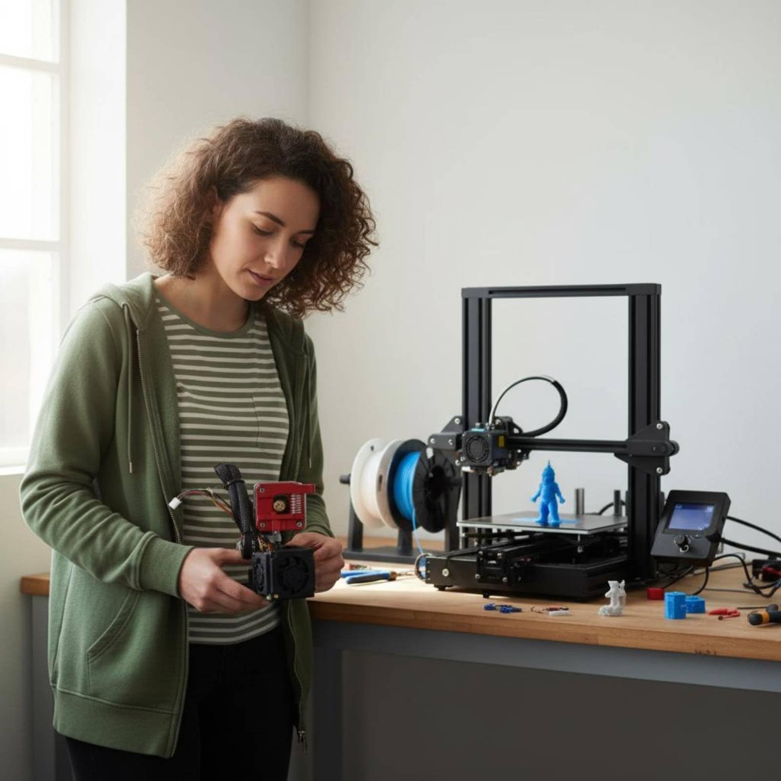 3D Printer Upgrade Estrusore Gruppo Alimentatore Filamento Doppio Ingranaggio Modulo Hotend Ricevitore Filamento Stabilizzato Corpo in Alluminio, Terminale 24V
