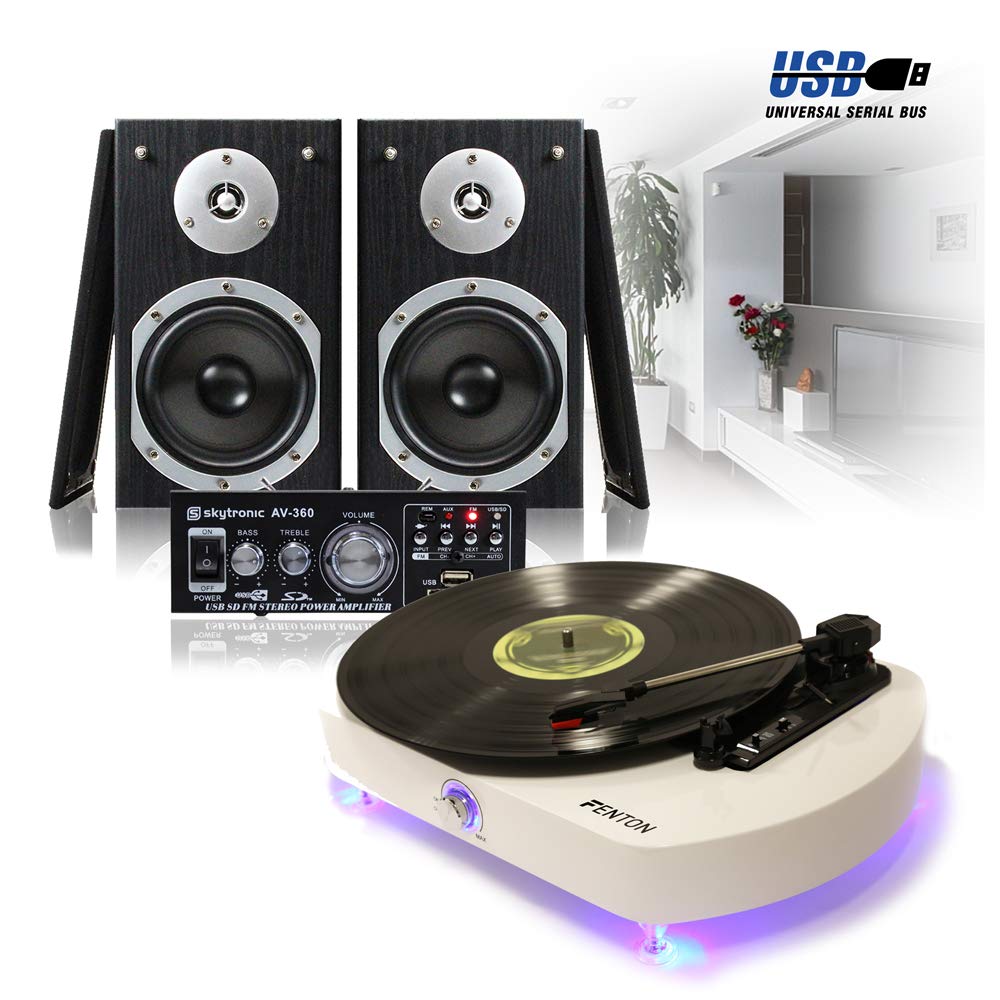 Buy Skytronic Modern White LP Record Player, HiFi Stereo Speakers and