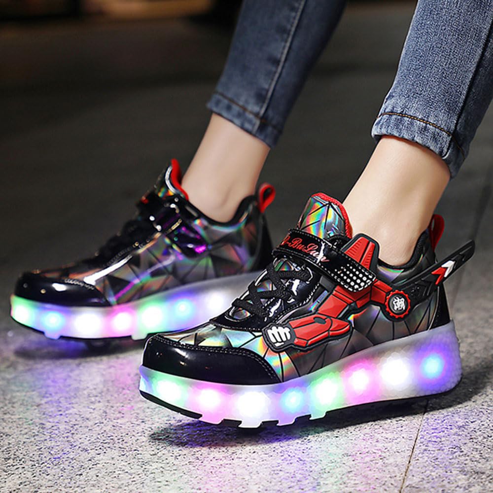 ENEN Zapatos con Ruedas, Zapatillas con Dos Ruedas para Niños y Niña Zapatillas con Ruedas Skateboarding Zapatos Bambas (2 Ruedas 27-43 EU)