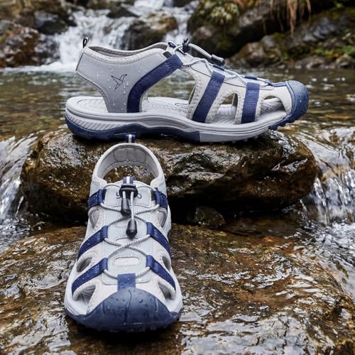 Image of YOHO Men Sports Sandals TrailEazy | Thick EVA Molded Sole for Shock Absorption, Adjustable Laces, Comfortable & Lightweight Floaters | Outdoor Casual Wear Footwear
