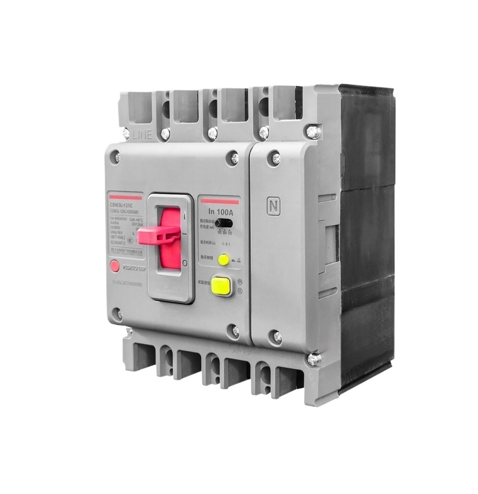 Interruttore automatico in scatola stampata CDM3L 100A 160A trifase quattro fili 3P con protezione differenziale 4P 250A Per la protezione dei circuiti(4p,125A)