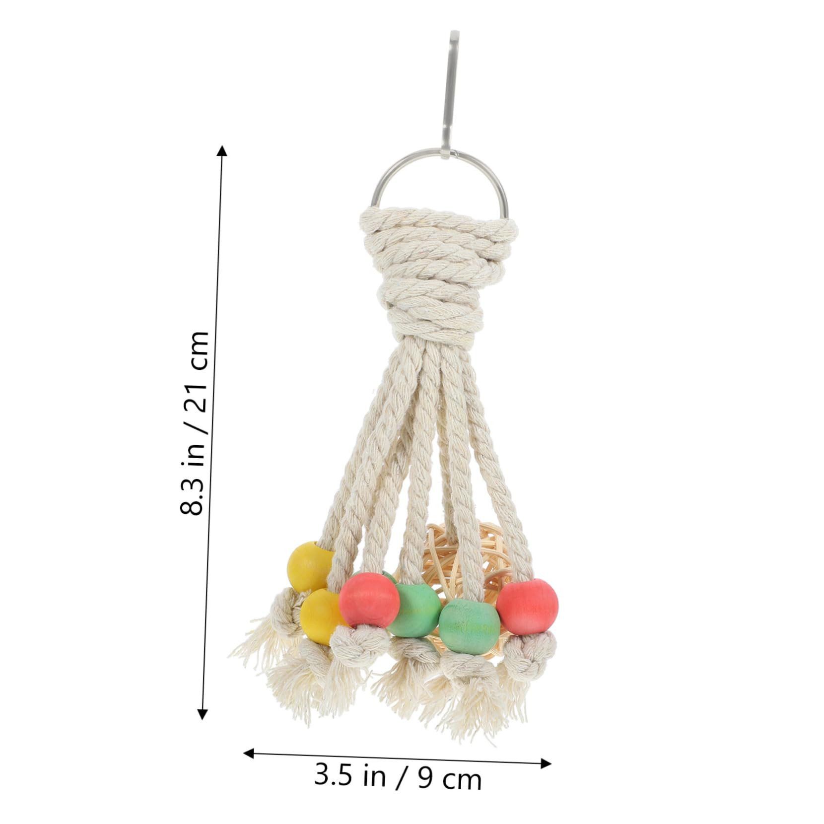 Mikikit Parrot Shredding with Cotton Rope and Rattan Ball Durable Hanging Parrot Cage Bite for Birds Multi Functional Chewing Accessory for Pet Birds
