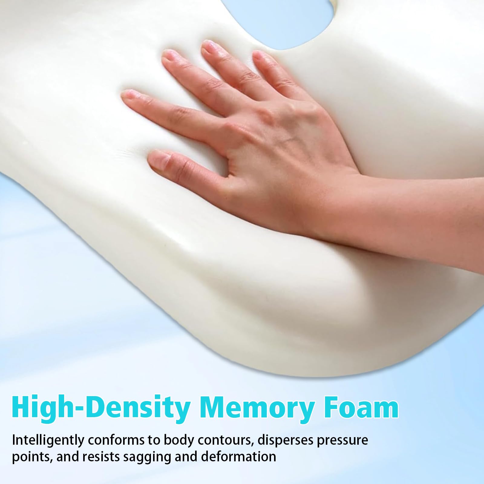 Cuscino per coccige in memory foam, per auto e ufficio, sollievo dalla pressione per sciatica e mal di schiena, con intaglio a forma di U, base antiscivolo per lunghi viaggi e seduti