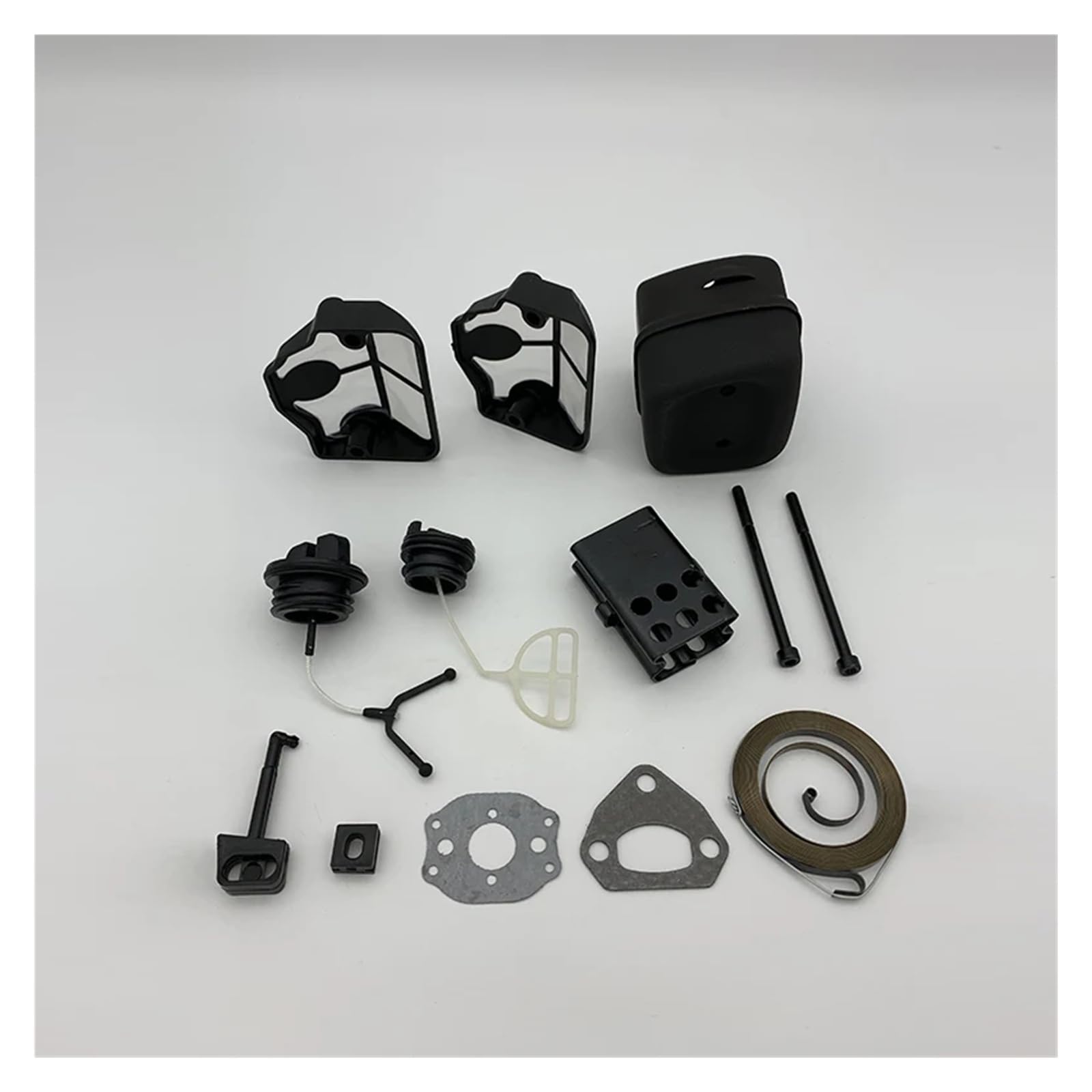 Apto para Husqvarna 137 142 137LE 142LE Recambios para motosierra de gas Perno de escape Filtro de aire Tapón de combustible Varilla del arrancador Polea de arranque