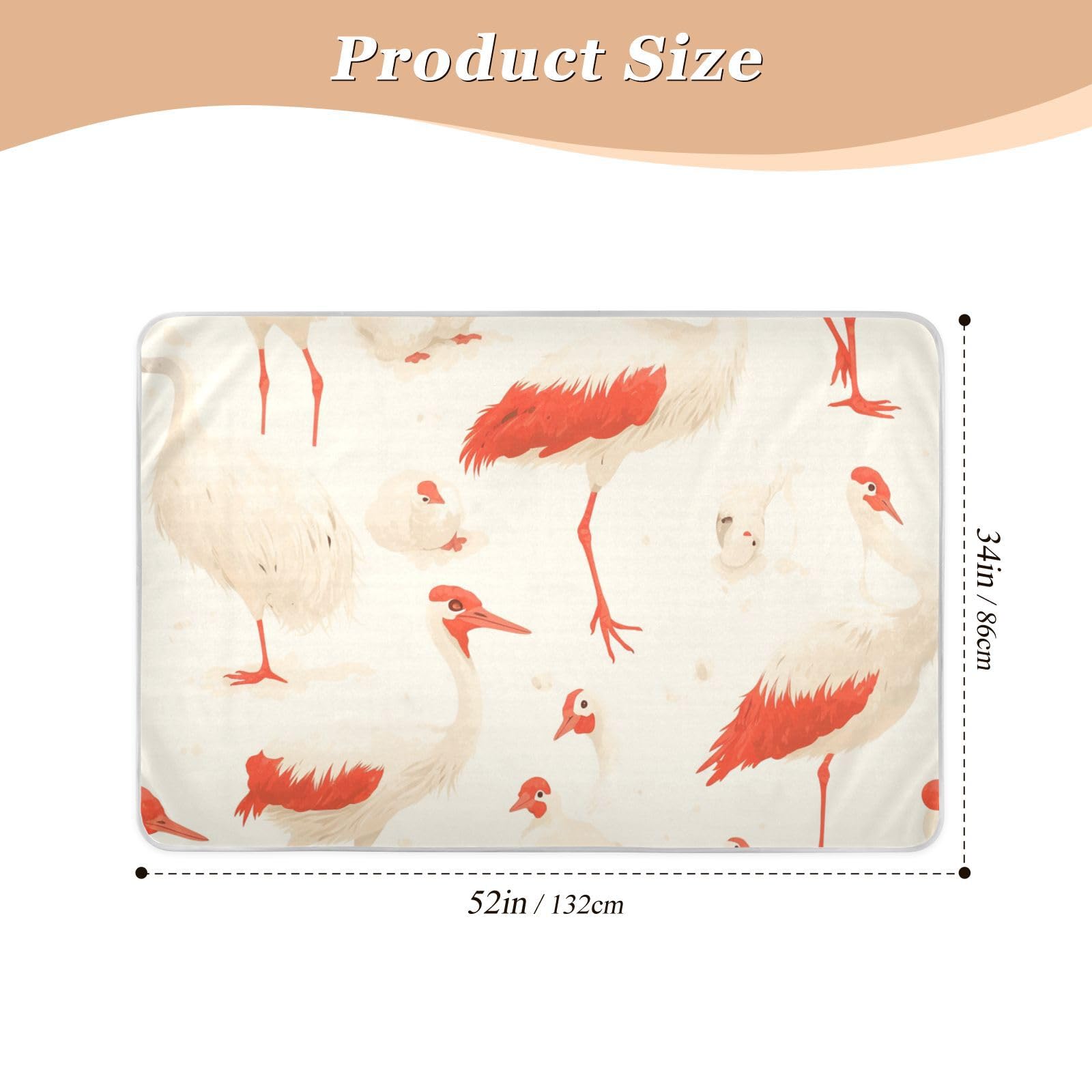 Cartoon Cassowary Red Toddler Mattress Pads Highly Absorbent Diaper Changing Mat Cute Cool Incontinence Pads for Baby Toddler Children, 52