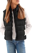 Haloumoning Girls Puffer Vest Kids Zip Up Padded Gilet Winter Quilted Jackets Fashion Outwear 5-14 Years