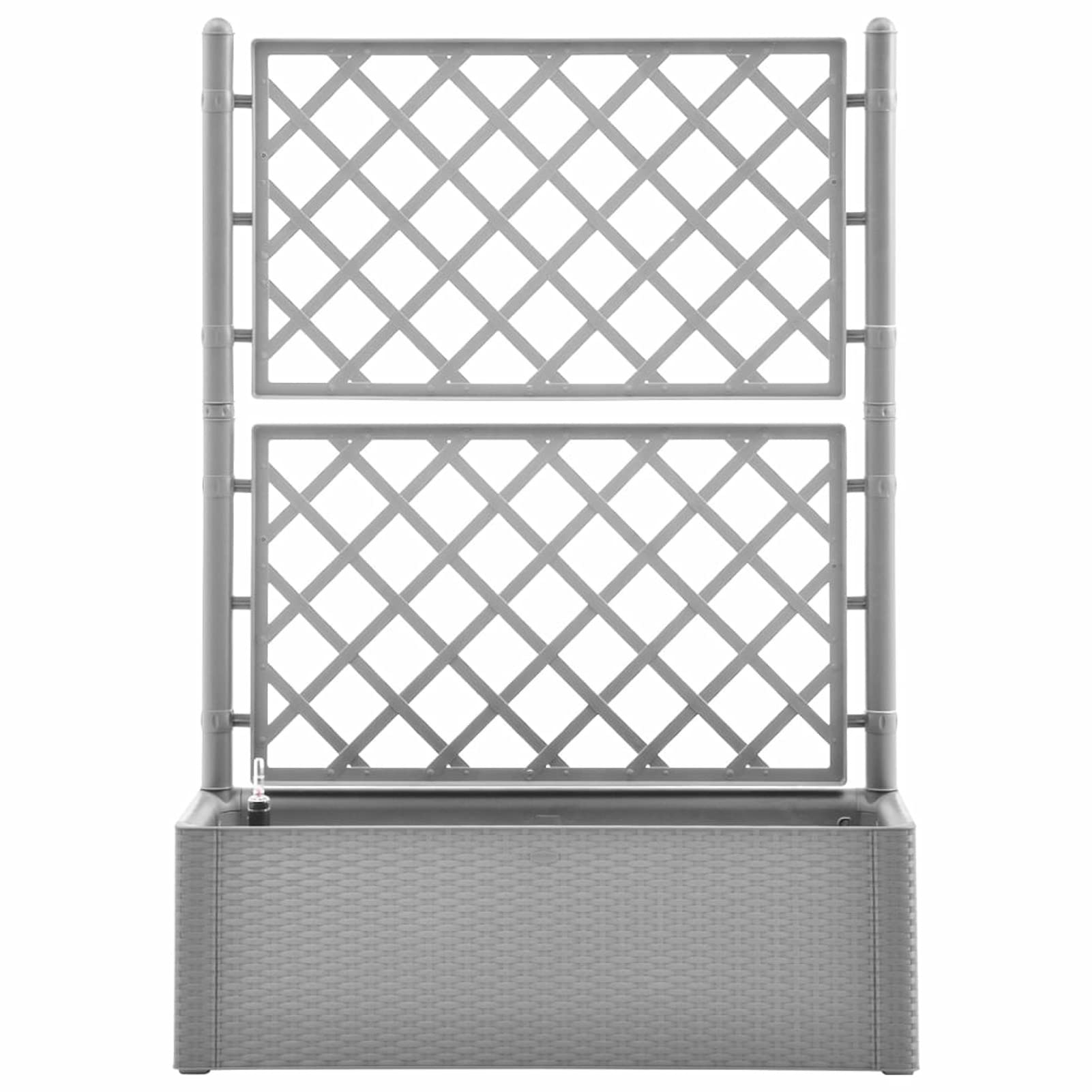 LAPOOH Arriate, Mesa De Cultivo, Huerto Domestico, Arriate De Jardín, Cultivo De Plantas Aromaticas, con Enrejado y Sistema de riego automático Gris