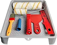 Kit Completo de Pintura de Parede Profissional com Rolo Anti Gotas, Cabo, Espatula e Trincha