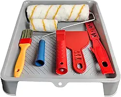 Kit Completo de Pintura de Parede Profissional com Rolo Anti Gotas, Cabo, Espatula e Trincha