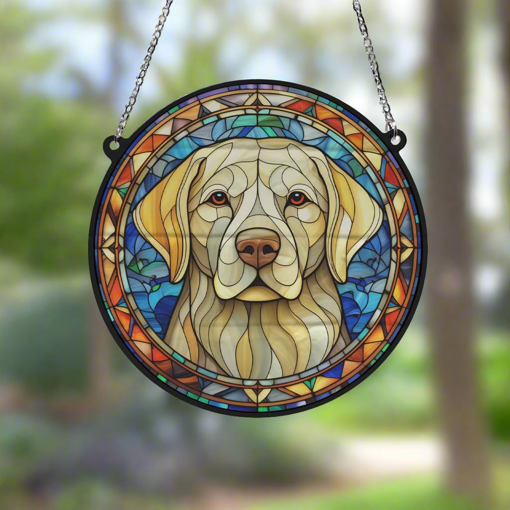 Image Industry Labrador Yellow Stained Glass Effect Suncatcher - Garden Gift - Dog Gift - Pet Memorial (19cm) - Image 2