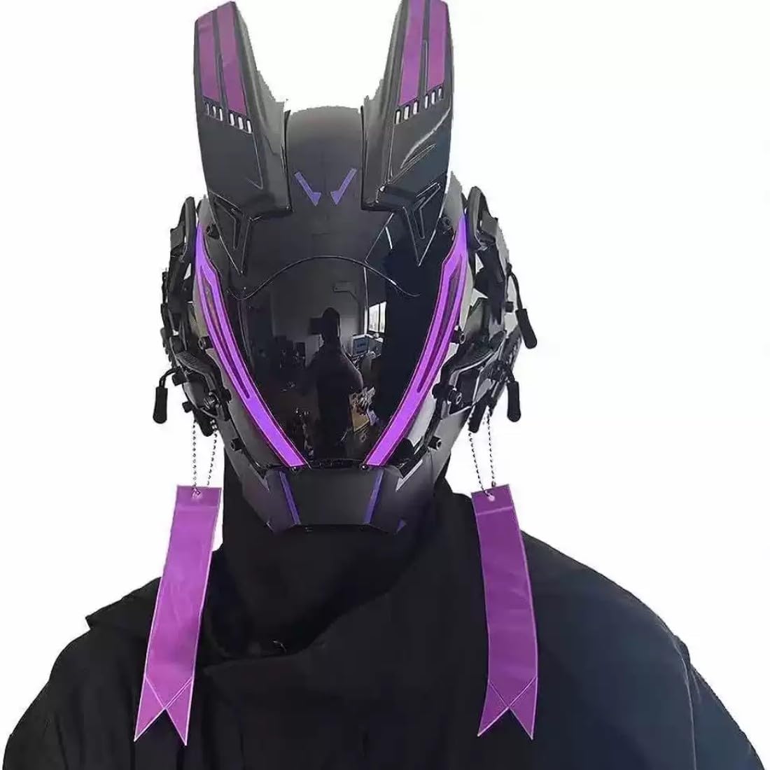NULA Masque complet LED de cosplay pour homme, casque cyberpunk, techwear futuriste, masque cool pour Halloween, fêtes DJ et festivals de musique, rouge