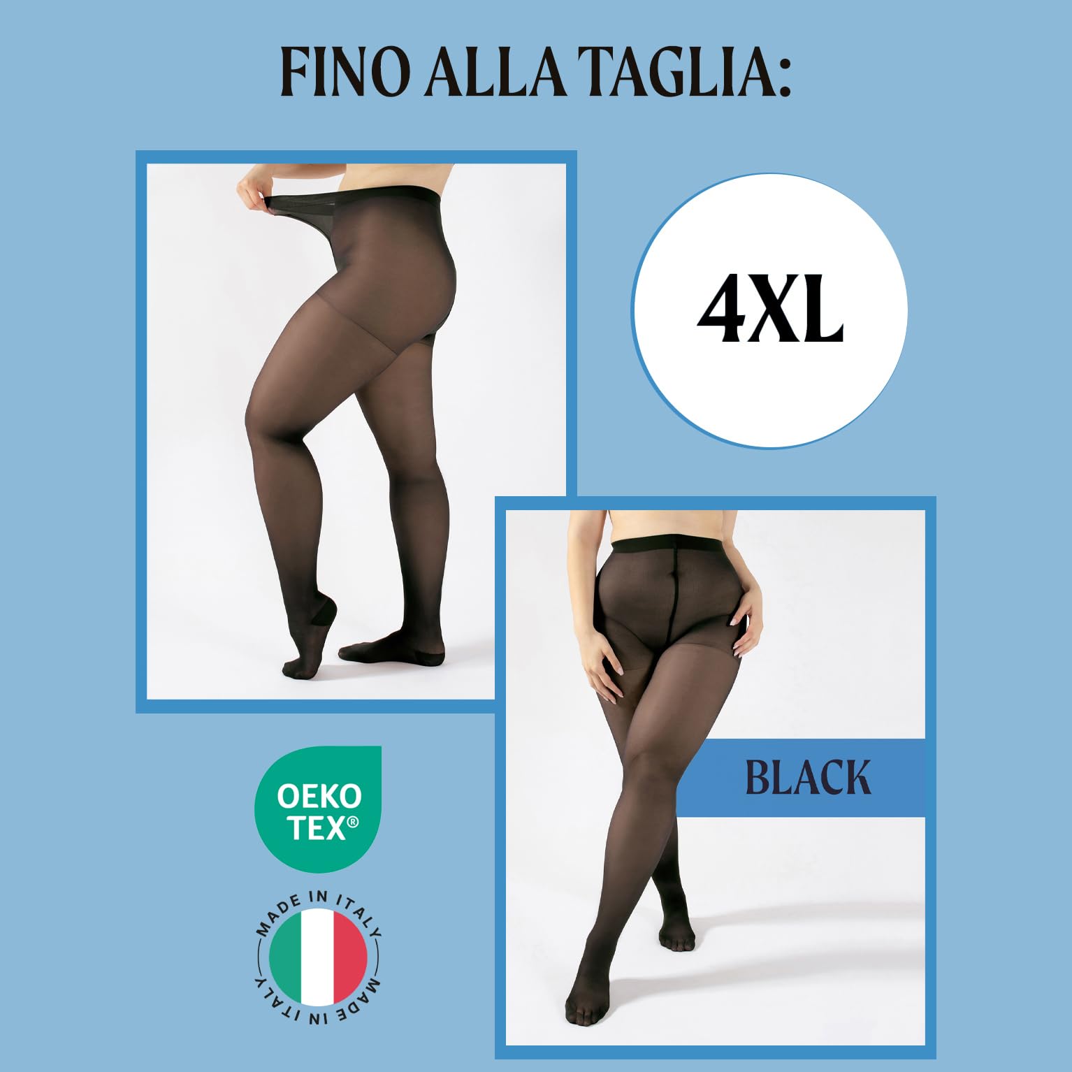 CALZITALY Collant Riposante, Compressione Forte 10mm/Hg, 70 DEN, S, M, L, XL, XXL, 3XL, 4XL, Made in Italy