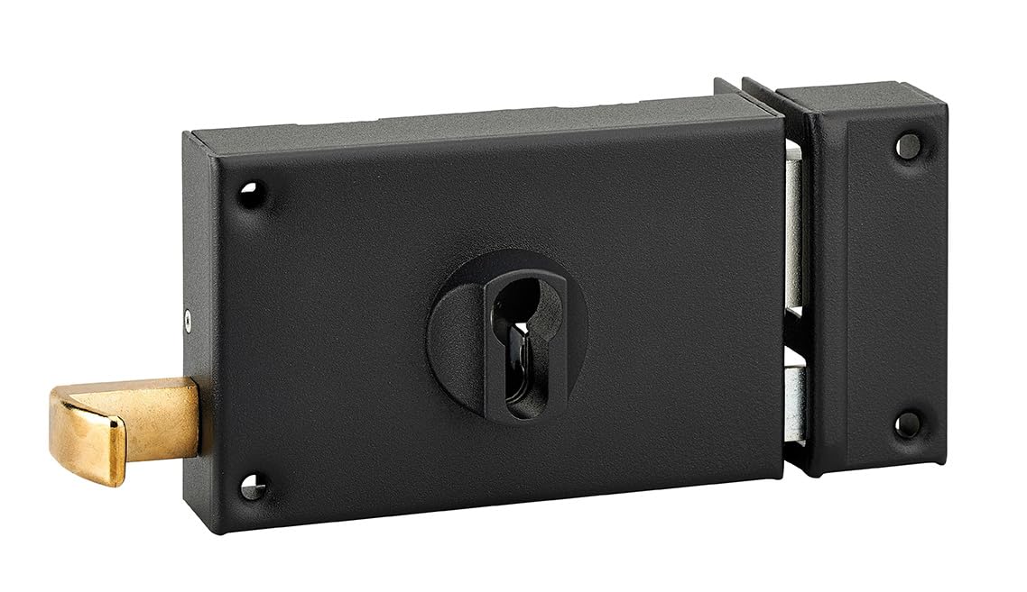 THIRARD Boitier de Serrure Applique, Droite, Axe 70 mm, 140 x 88 mm | Acier cambré, finition noire, double entrée à tirage, mécanisme 2 tours, carré 7mm, compatible porte d'entrée