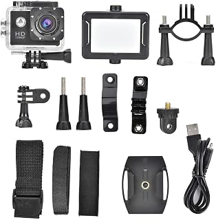 Fyearfly 1080P Action Camera, A7 ABS Black Outdoor HD-1080P Full High Definition Waterproof Video Action Camera Diving Sports Camcorder for Outdoor Hiking Swimming