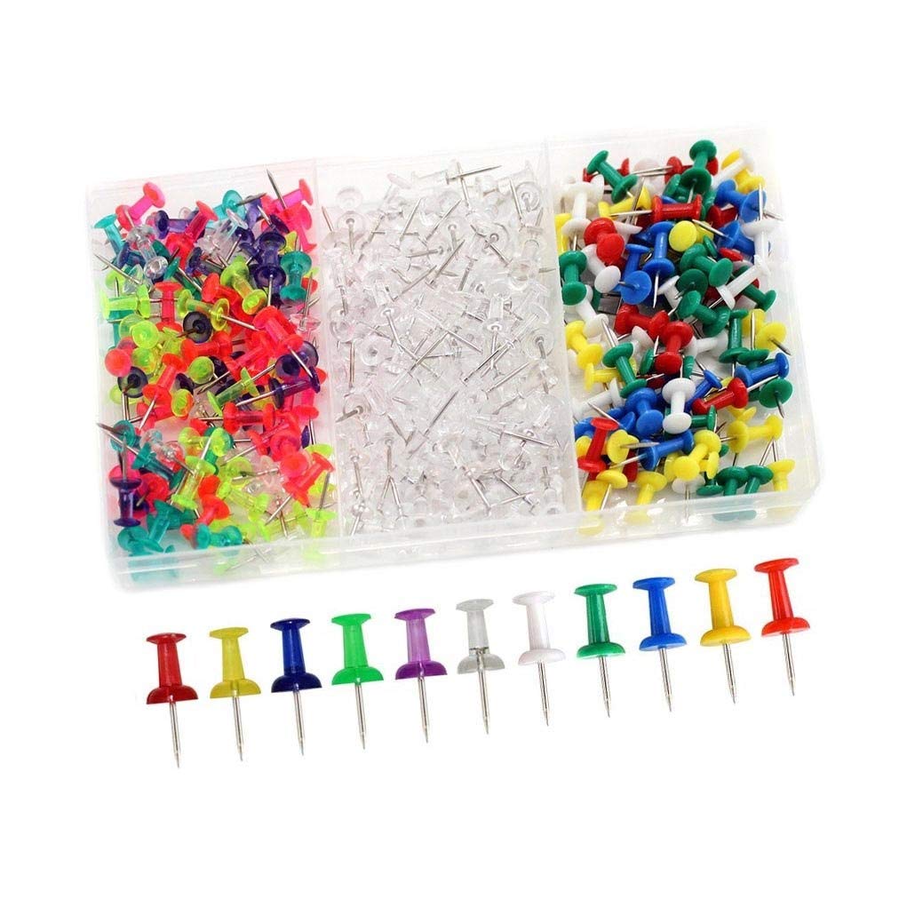360 Pcs Map Push Pins Clear & Multi-Colored Pins & Transparent Multi-Colored Each 120 Pcs Drawing Pins Map Pins for Pin Board Thumb Tacks