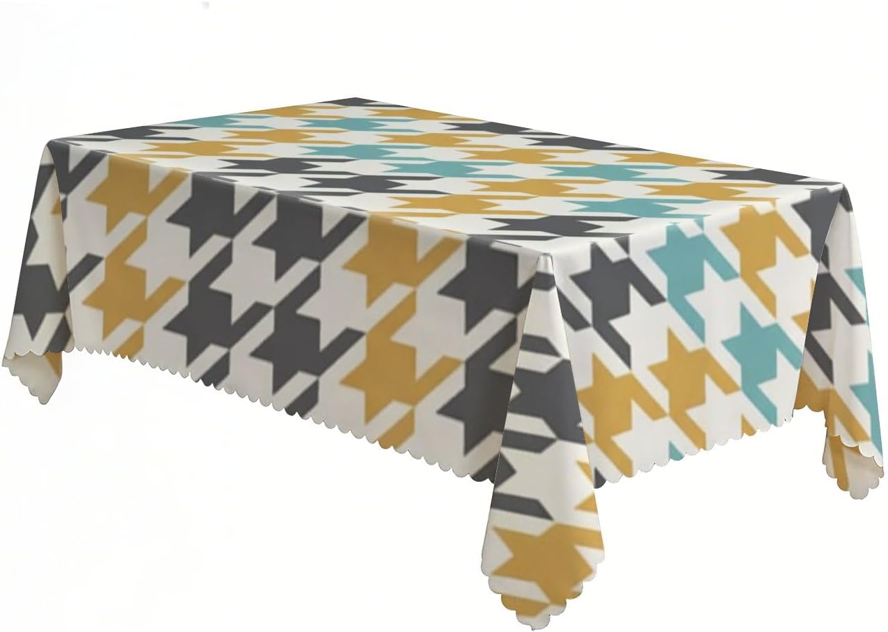 Classic Check Tablecloths Rectangular 60x120 in, Dust-Proof Wrinkle Resistant Elegant Farmers Market Party, Girl Birthday Decorations Mid Century Tablecloth for Beach Party Seasonal Table Cover
