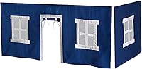 Max & Lily Underbed Play Curtains for Low Loft & Bunk Beds - 2 Panel Hot Blue/White Cotton Privacy Fort Set