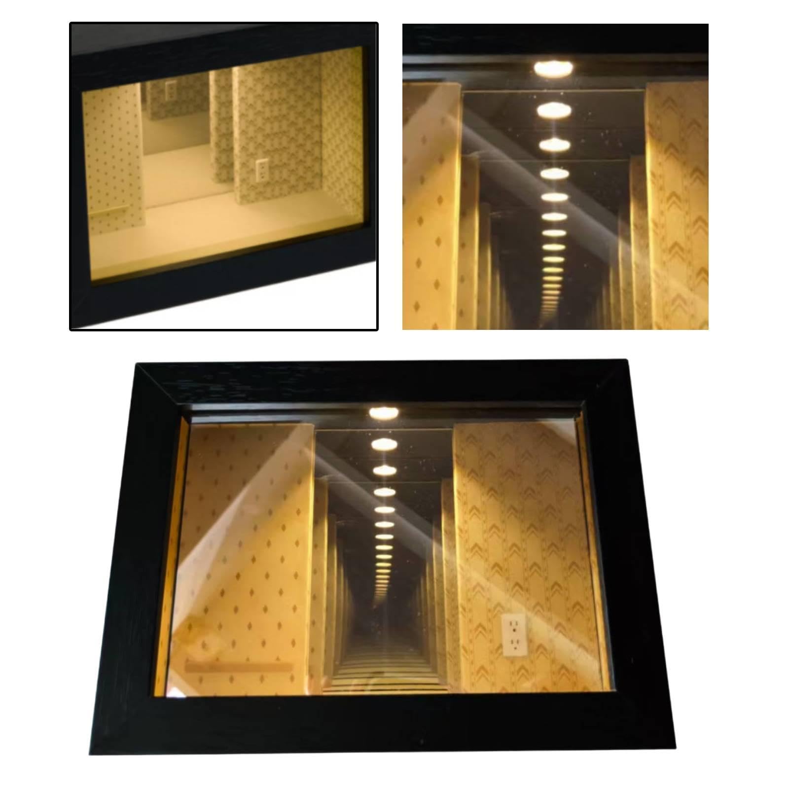 #N/A/a Marco de Fotos con Espejo 3D, Marco de Luz, Marco Decorativo para Mesa, Marco de Escritorio de Madera, óptica con Efecto de Profundidad.
