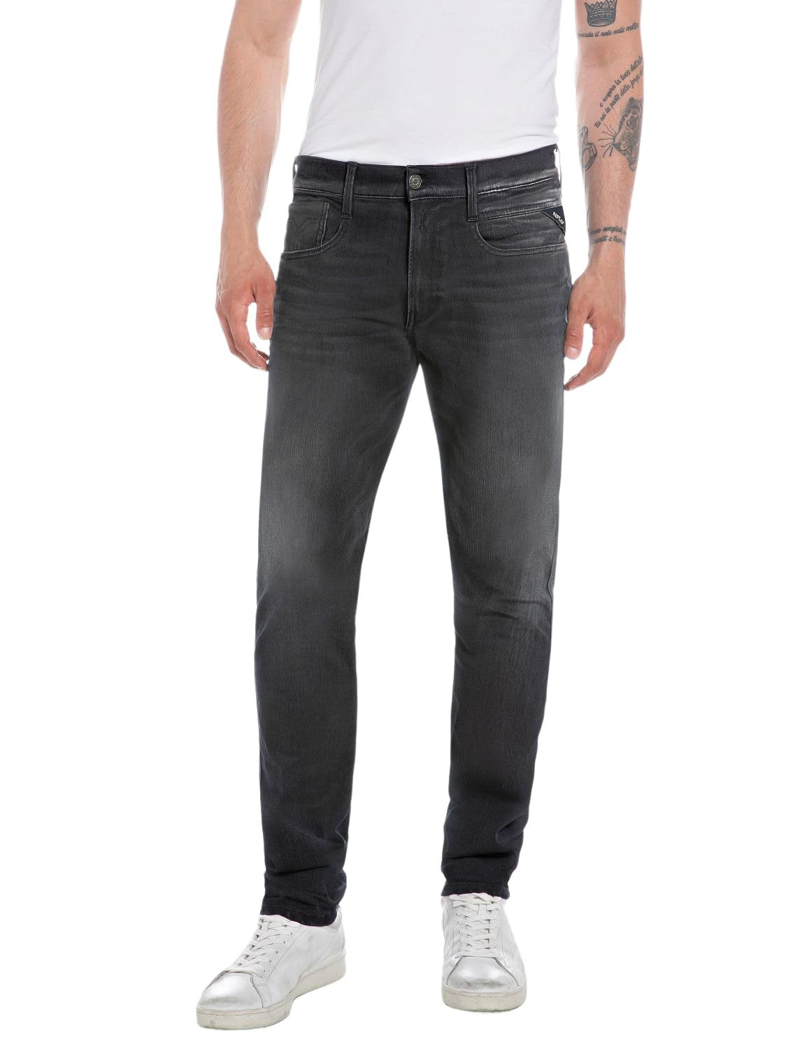 Replay Herren Jeans Anbass Slim-Fit Bio, Black 098 (Schwarz), 29W / 34L
