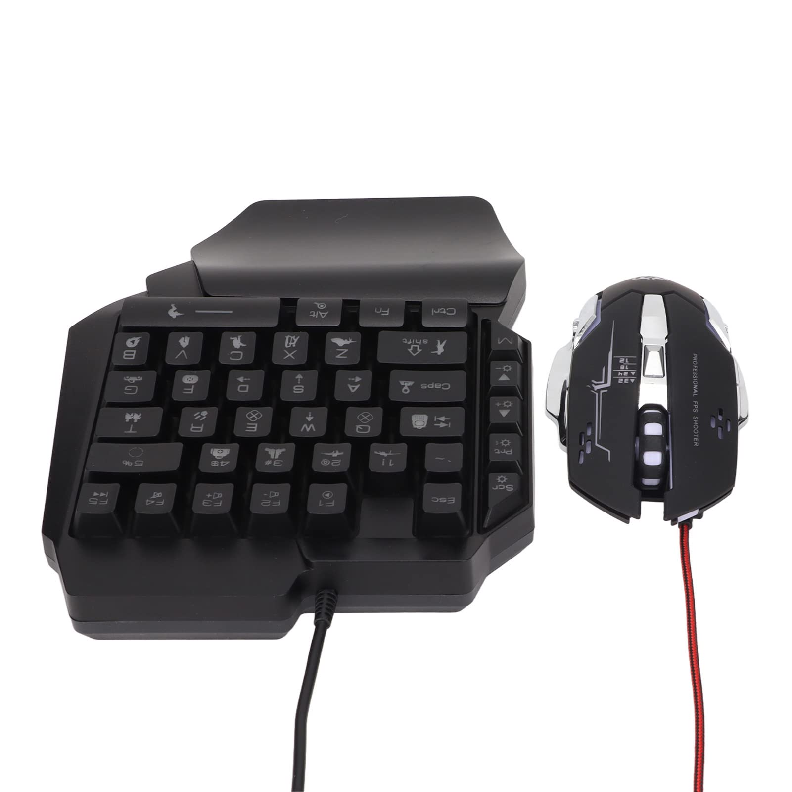 Convertitore Mouse Tastiera da Gioco Cablato con una Sola Mano - Adattatore per e IOS, Illuminazione RGB, Accessori da Gioco Portatili (#1)